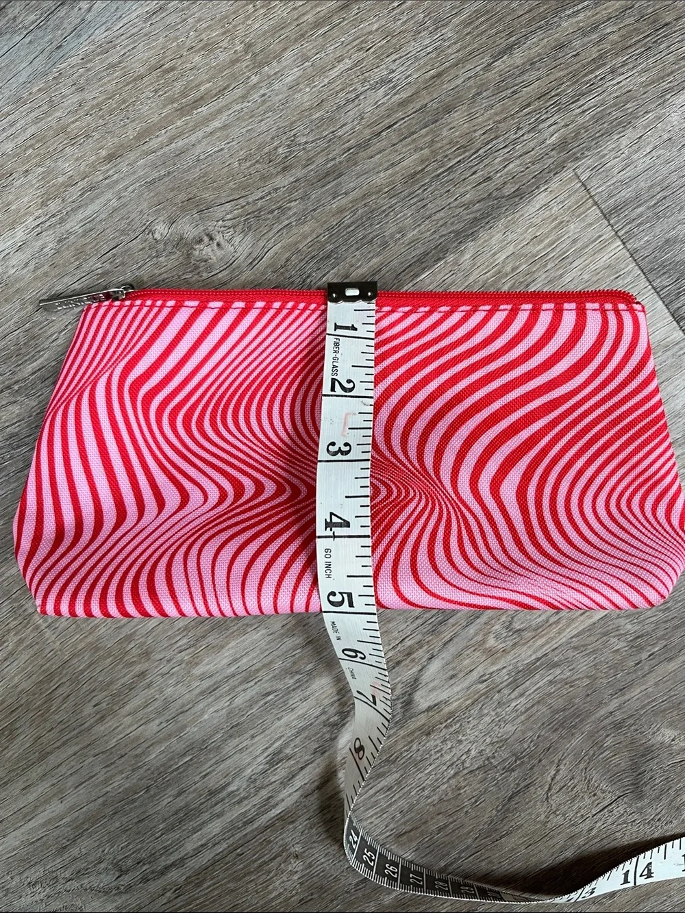 Clinique Pink & Red Striped Cosmetic Pouch